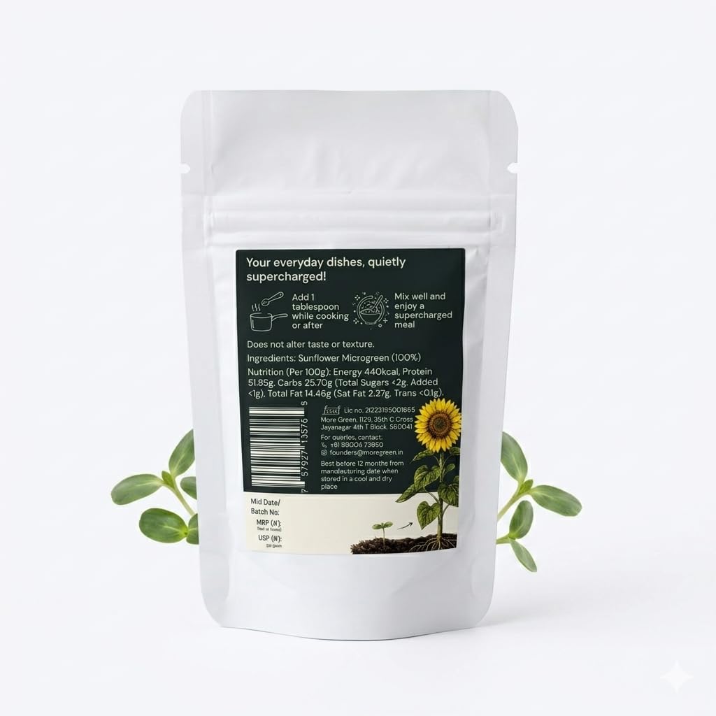 Sunflower Microgreen Powder, Plant-Based, Additive-Free Superfood (30g)