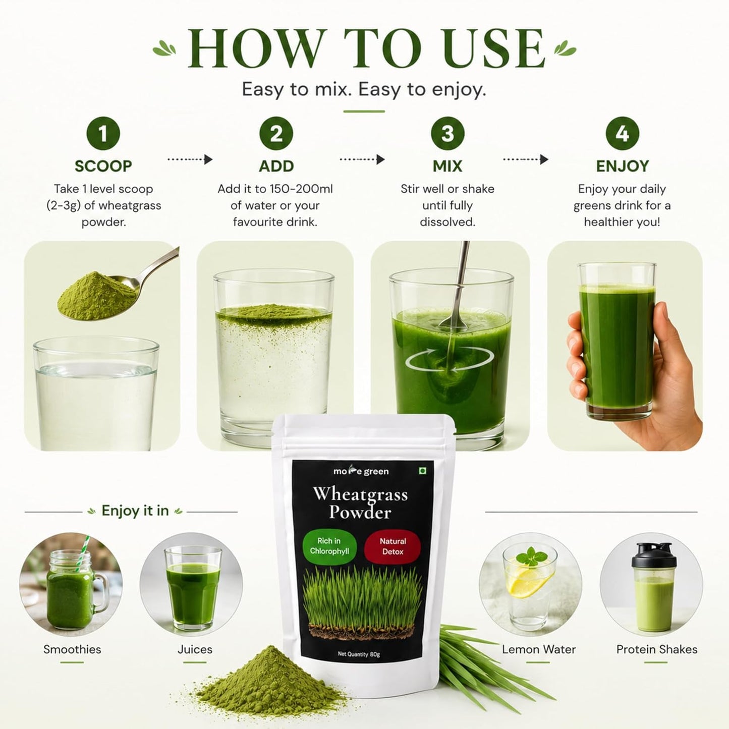 Wheatgrass Powder, Cold Dried, Chlorophyll Rich