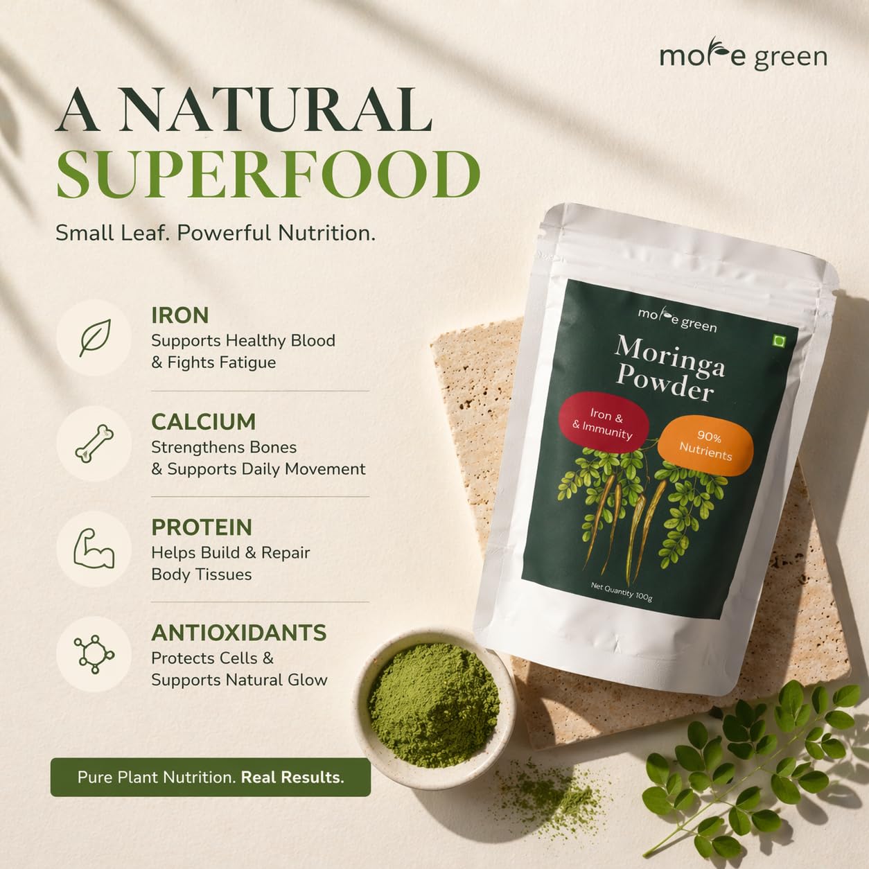 Moringa Powder, Whole Leaf, Plant Protein