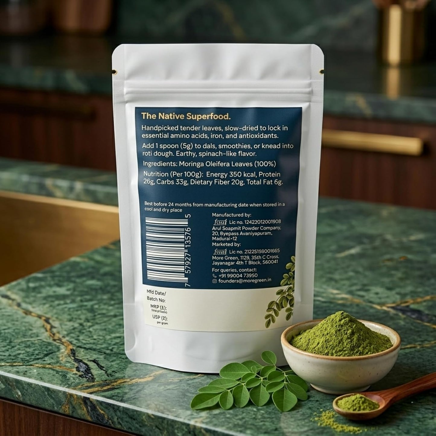 Moringa Powder, Whole Leaf, Plant Protein
