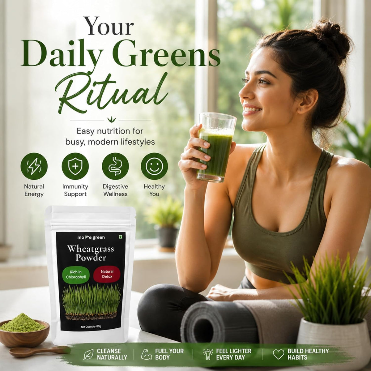 Wheatgrass Powder, Cold Dried, Chlorophyll Rich