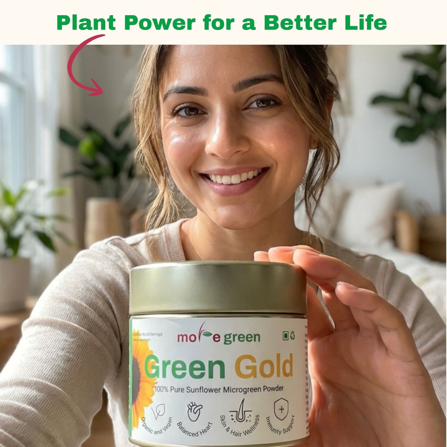 Green Gold | Sunflower Microgreen Powder | Plant-Based, Additive-Free Superfood (50g)