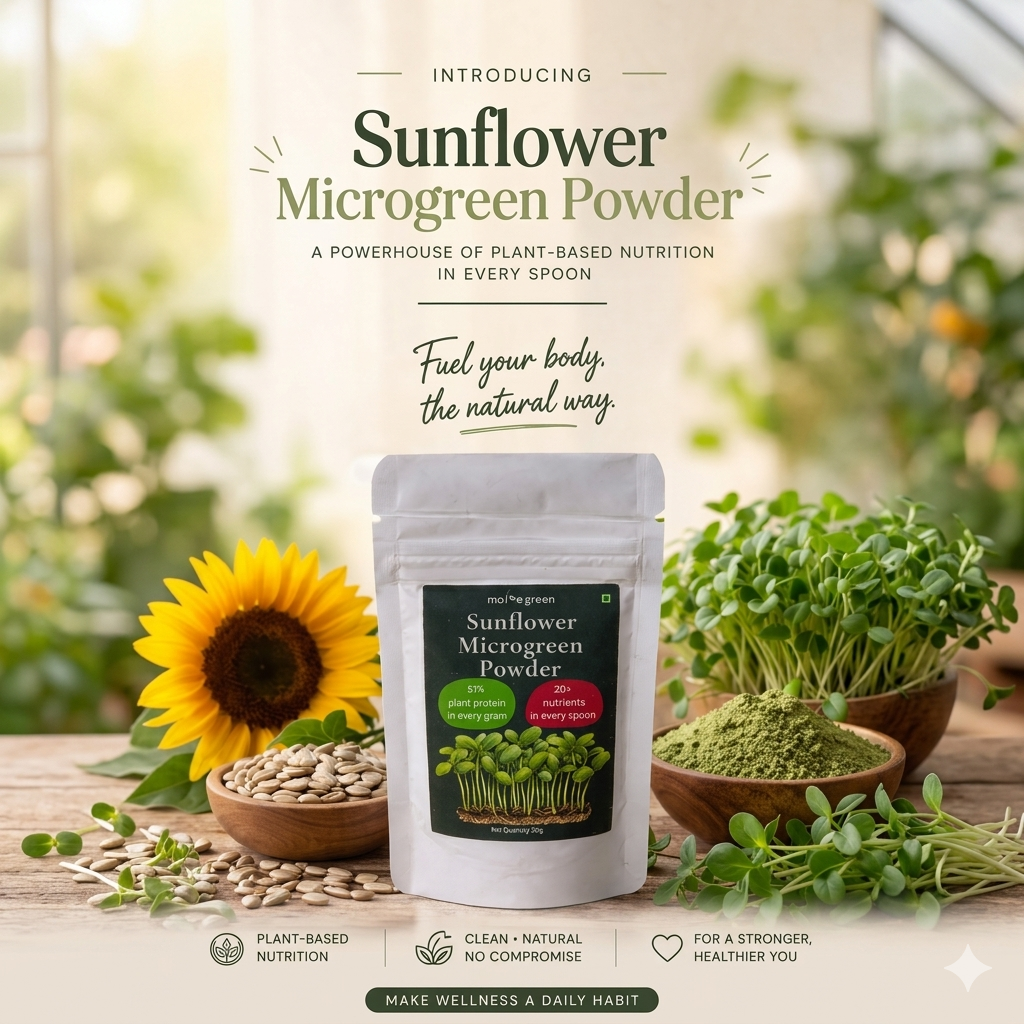 Sunflower Microgreen Powder, Plant-Based, Additive-Free Superfood (30g)