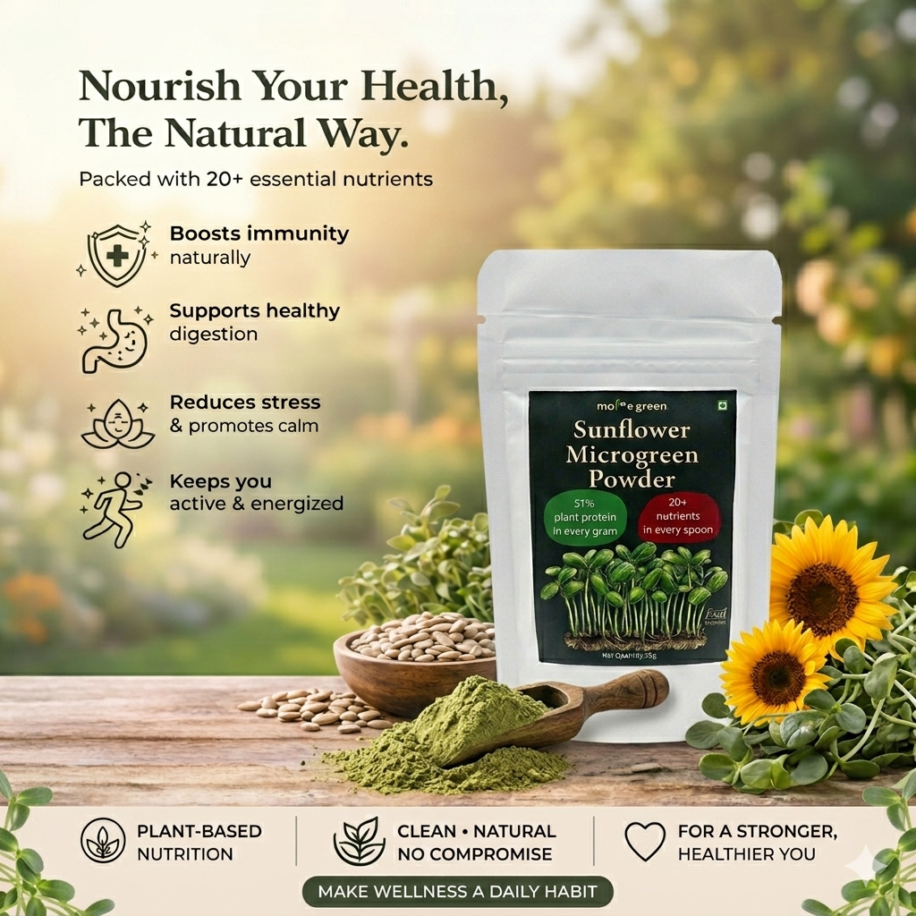 Sunflower Microgreen Powder, Plant-Based, Additive-Free Superfood (30g)